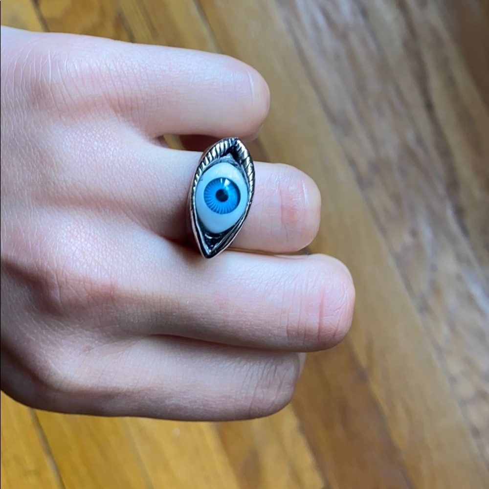Spooky blue eyeball ring size 7